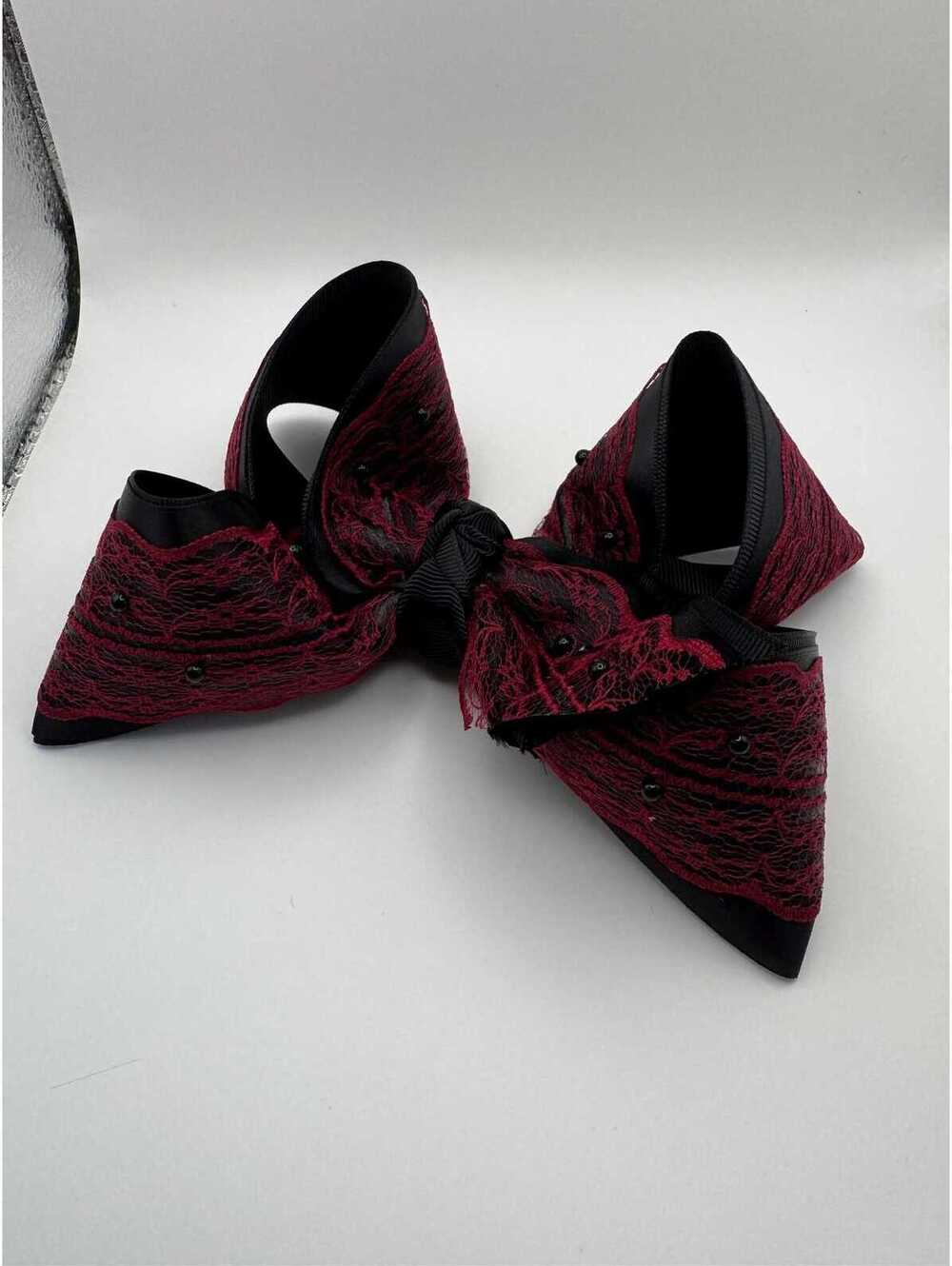 Burgundy and black boutique, lace hair bow - Picture 2 of 3